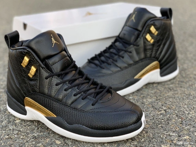AO6068-007 Black Gold-White Retro Metallic Jordan 12 Air 'Reptile' 0821